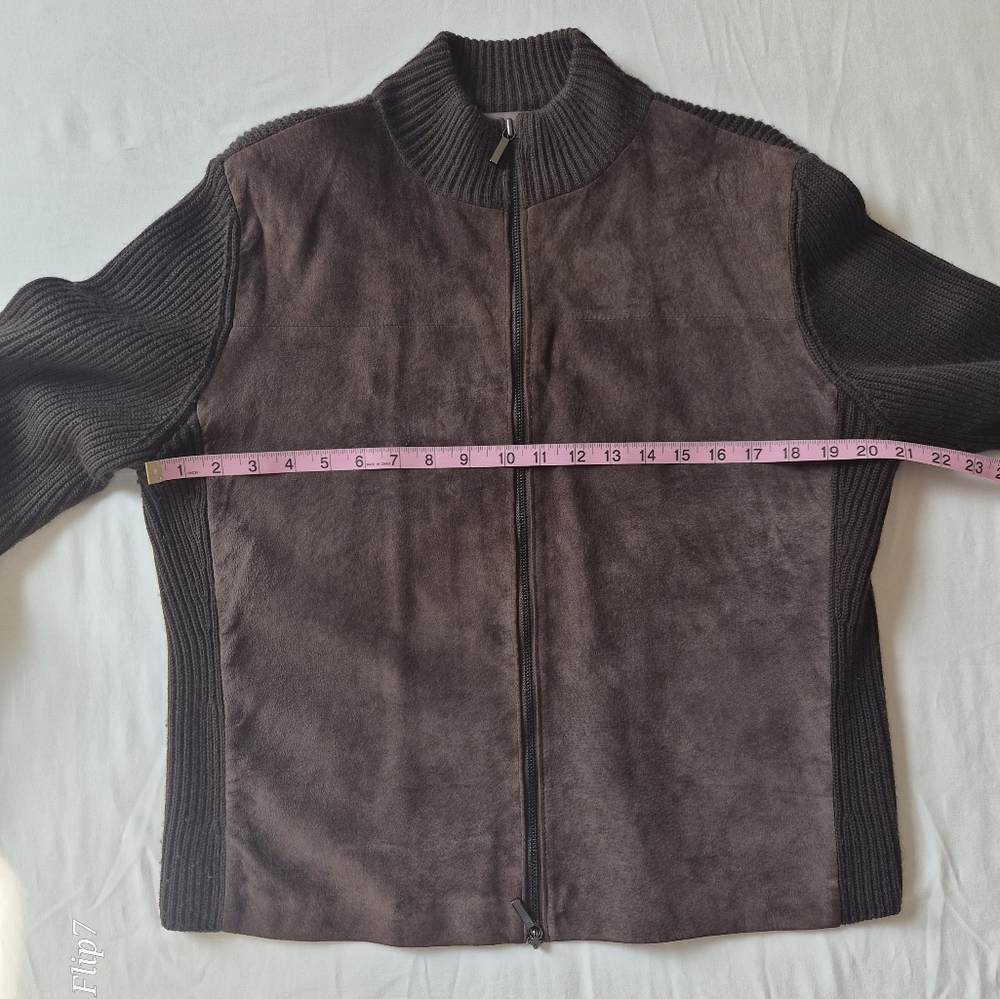 Valerie Separates Leather & Merino Wool Mixed Media Zip Jacket Size L - Picture 4 of 10